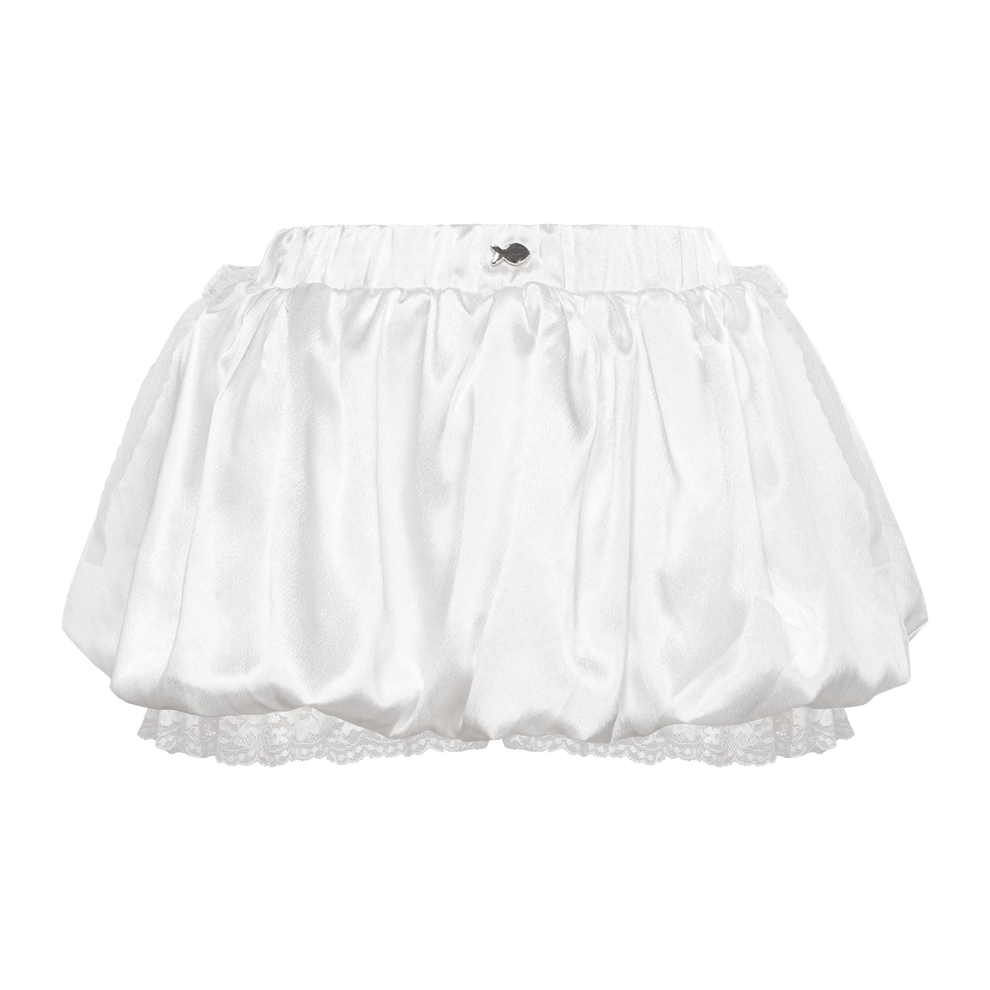 White petticoat with lace trim on a white background