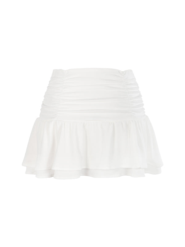 White pleated skirt on a white background