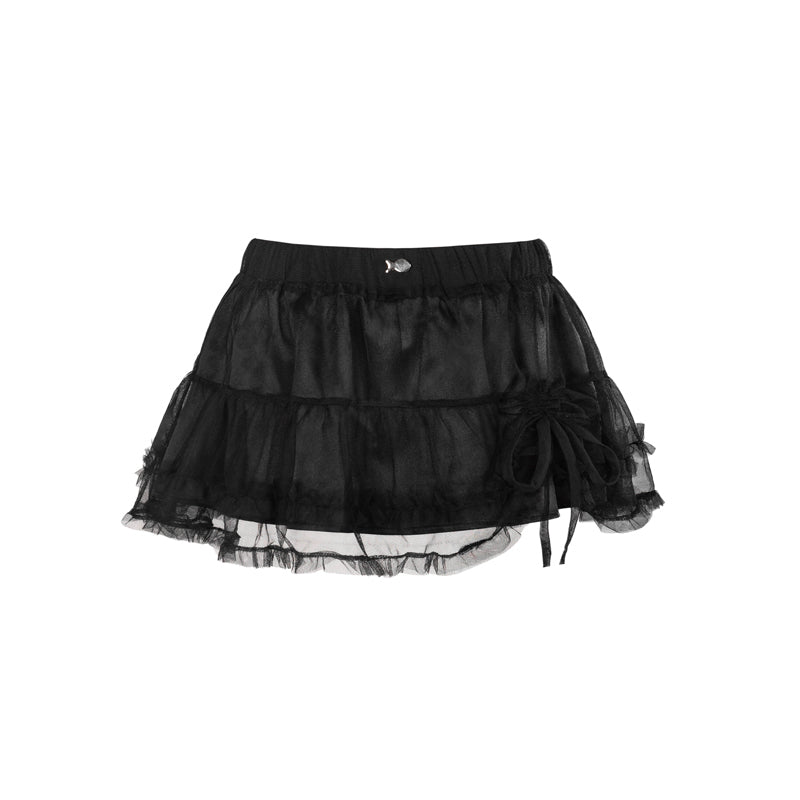 Black tiered skirt on a white background