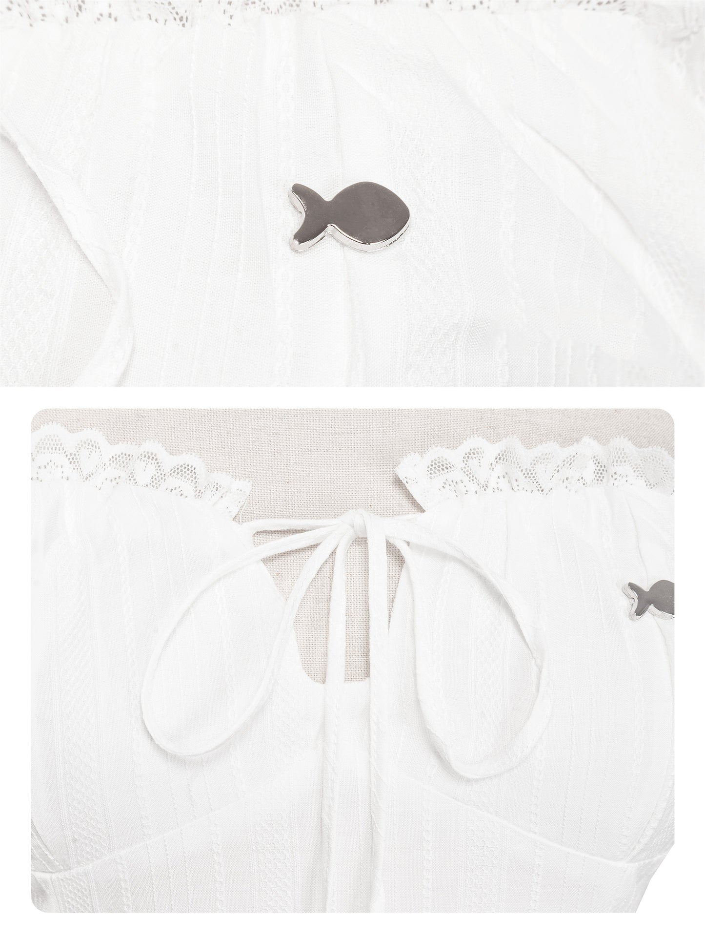 White baby outfit with fish design on a white background