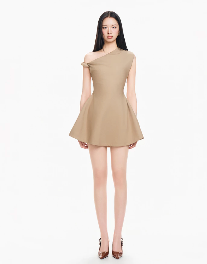 Eryk One-Shoulder Flare Dress