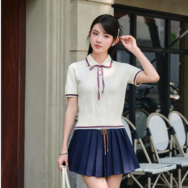 Ribbon Knit Polo