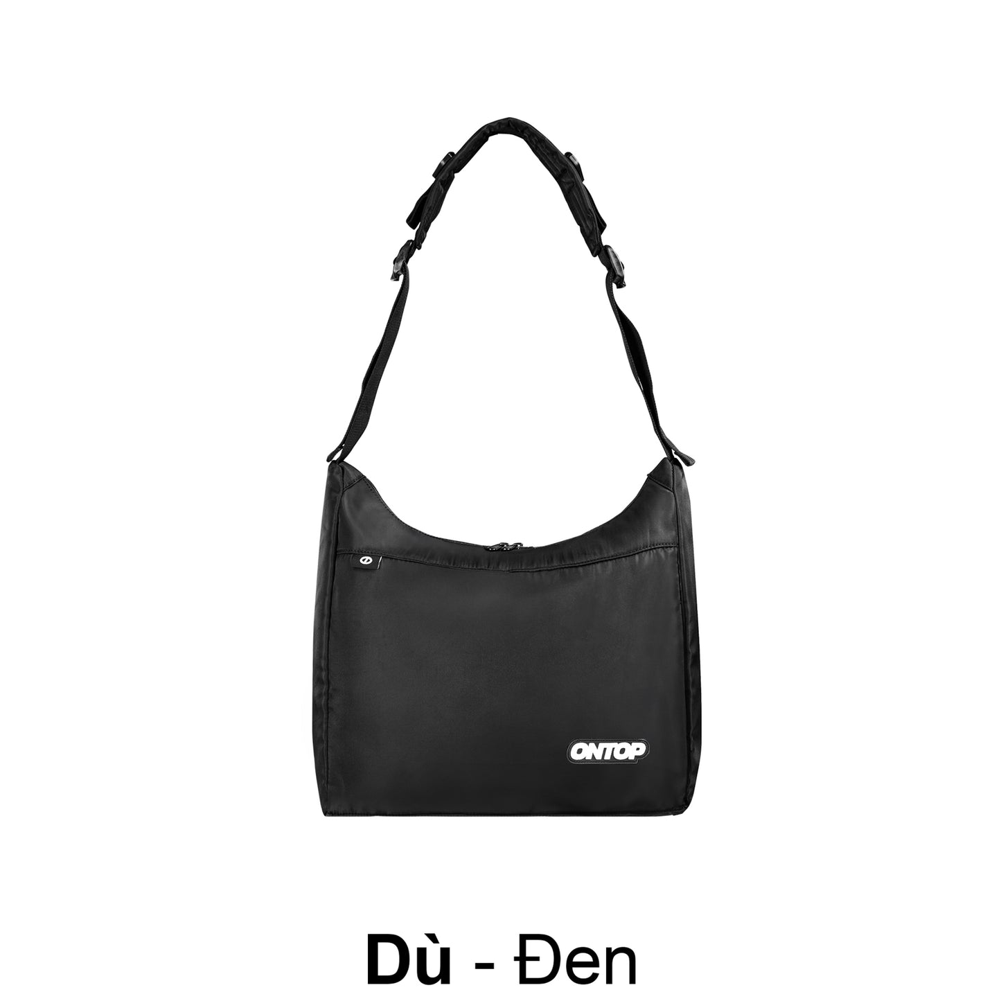 Black shoulder bag with 'ONTOP' branding on a white background