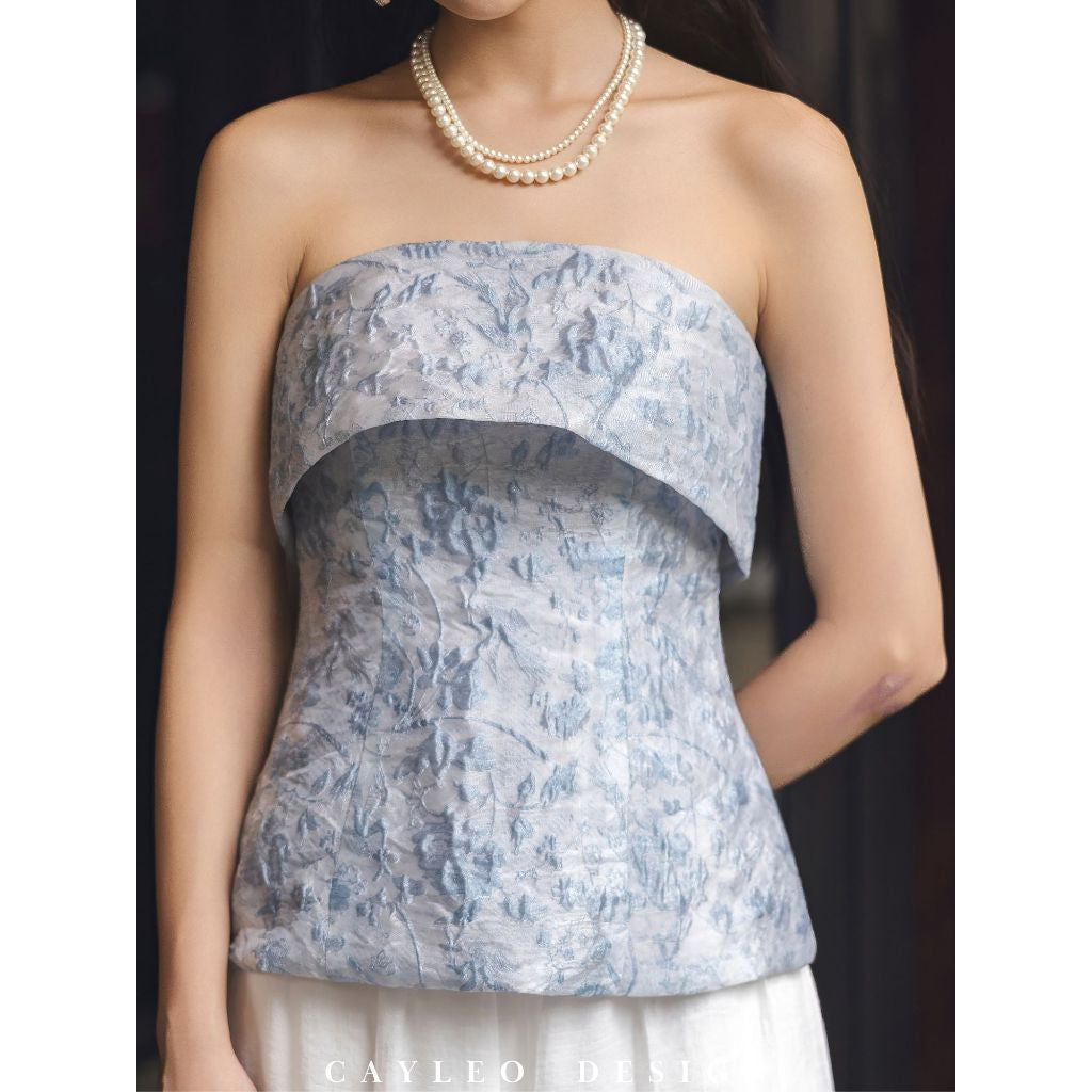 Elegant Floral Embroidered Bustier Top