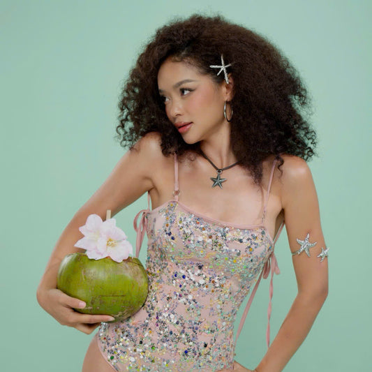 Tartan Studios Shine Bodysuit in Dusty Rose