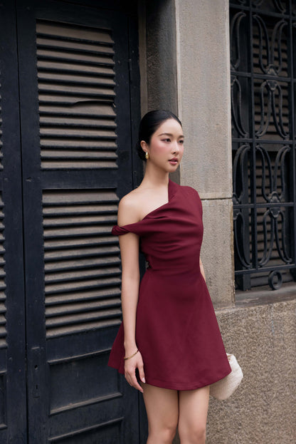 Eryk One-Shoulder Flare Dress
