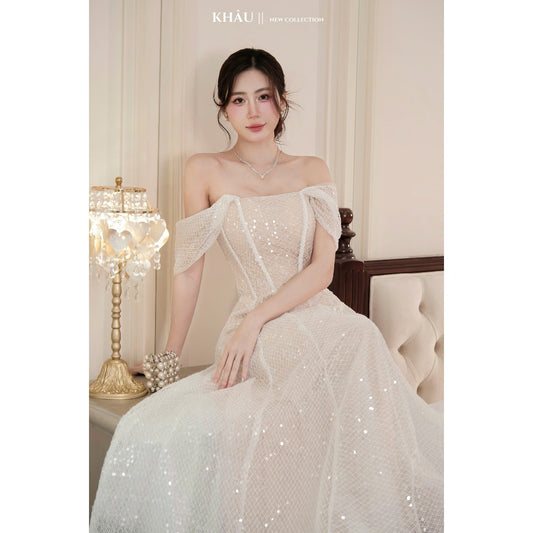 Lace Off-Shoulder Mesh Dress