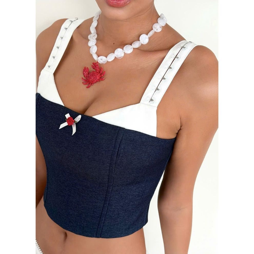 Striped Kaki Corset Set
