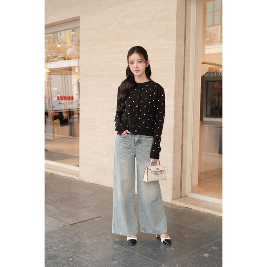 Polka Knit Cardigan