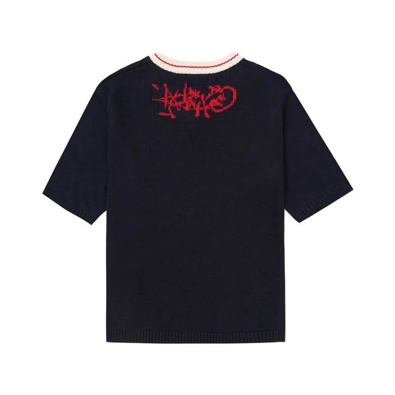 V-Neck Knit Cotton T-Shirt