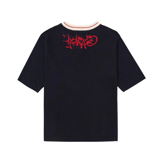 V-Neck Knit Cotton T-Shirt