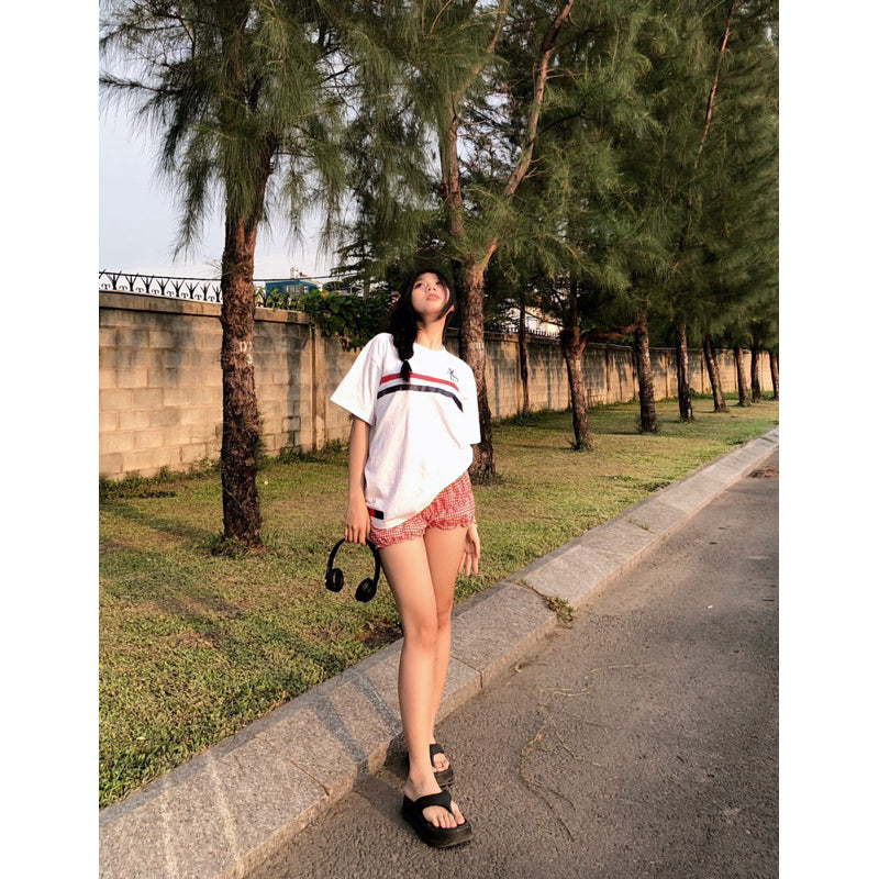 Two Line White Tee