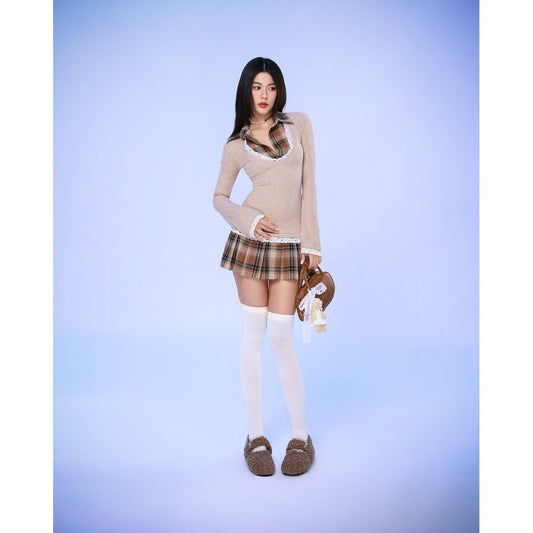 Brown Plaid Shirt-Hybrid Dress