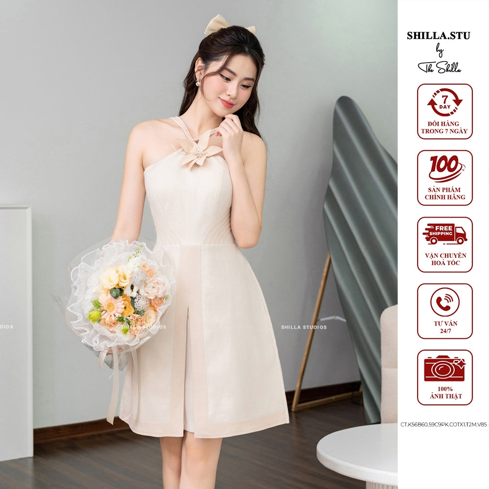 Shilla Cream Halter Dress