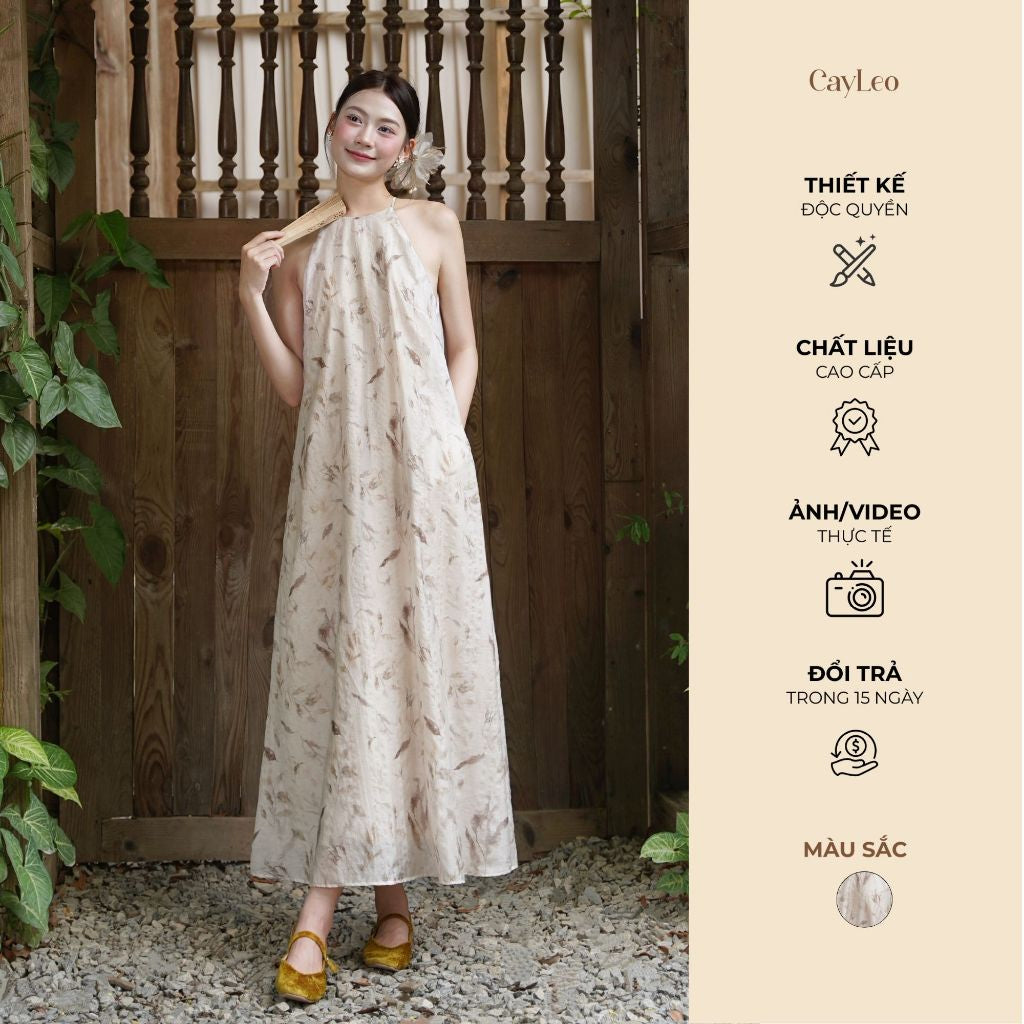 Elegant Printed Pocket Maxi Dress