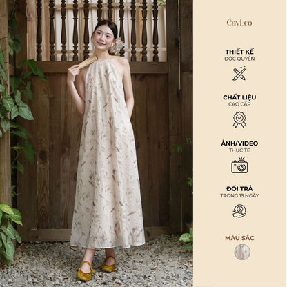 Elegant Printed Pocket Maxi Dress