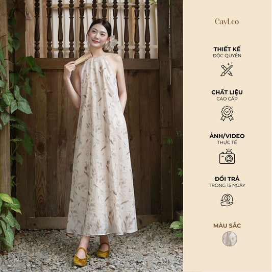 Elegant Printed Pocket Maxi Dress