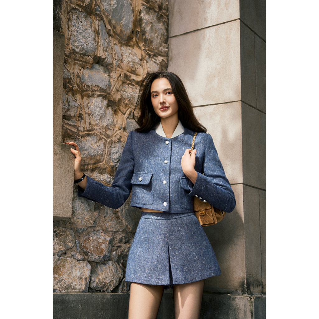 Lynne Cropped Tweed Jacke