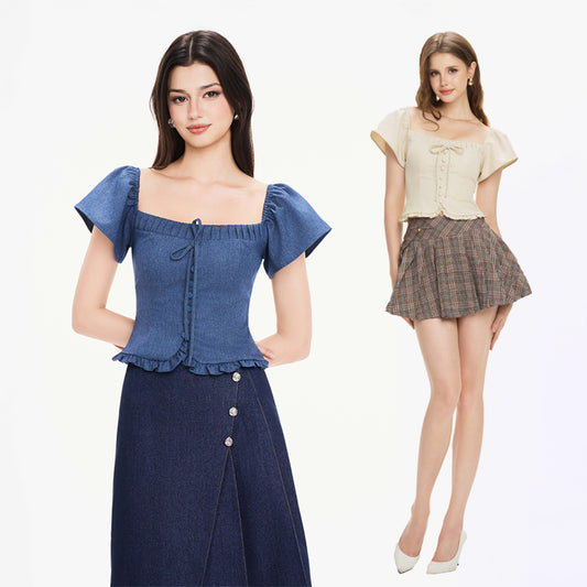 Erosie Bow-Button Blouse