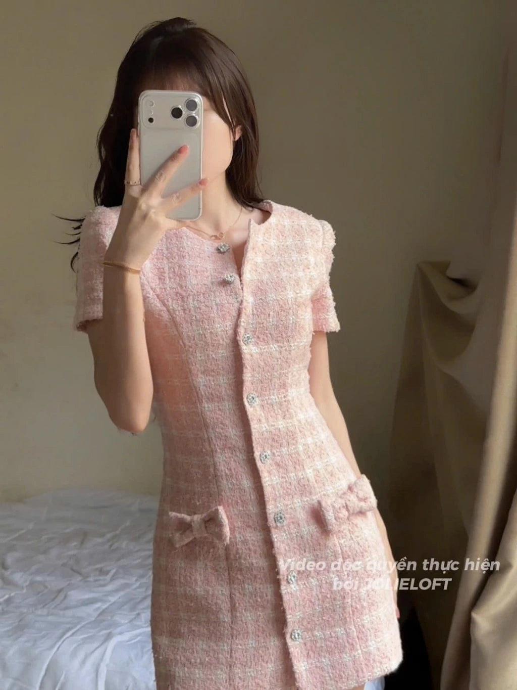 Pinky Tweed Mini Dress