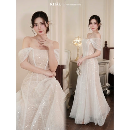 Lace Off-Shoulder Mesh Dress