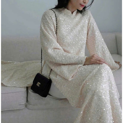 Chu Sa Sequin Ao Dai