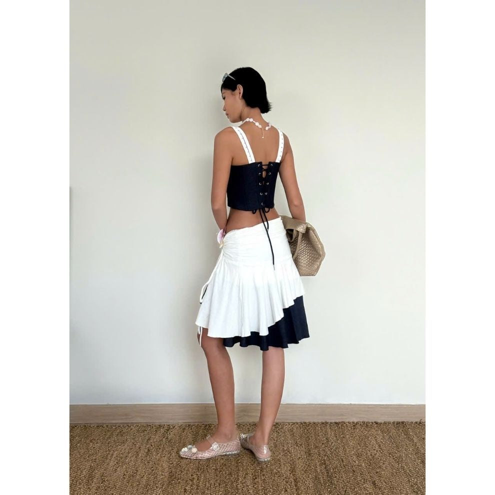 Striped Kaki Corset Set