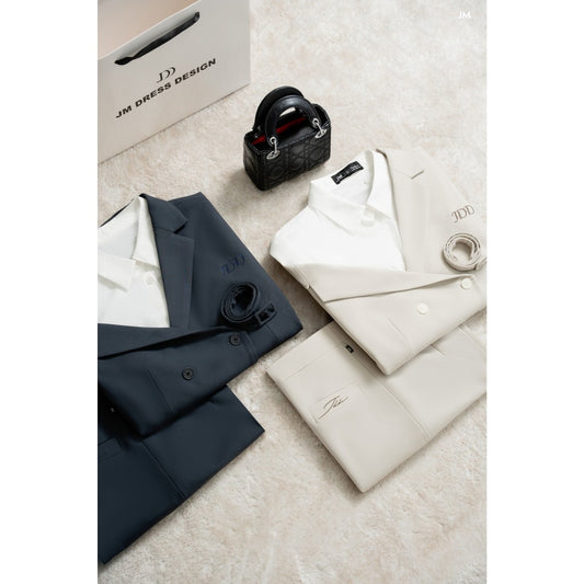 Sleeveless Blazer & Straight-Leg Trousers Set