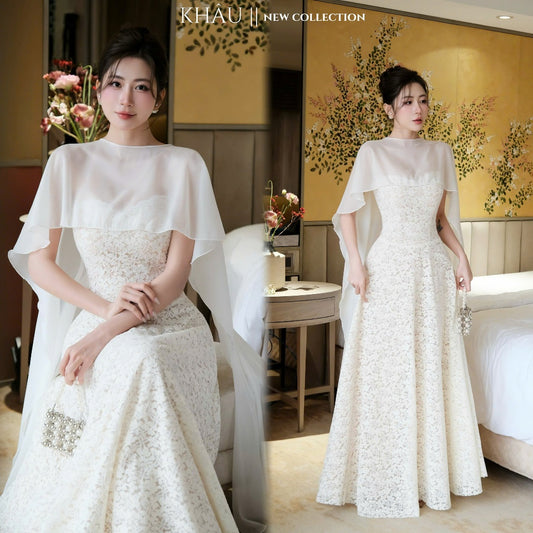 Lace Cape Shirt Dress