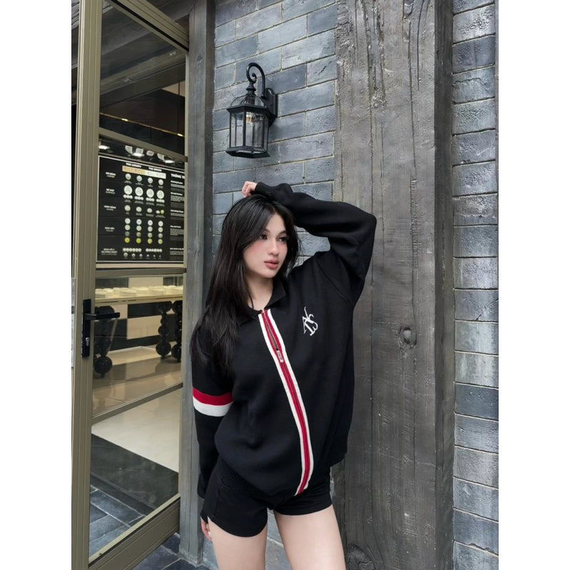 Tri-Color Zipped Knit Jacket