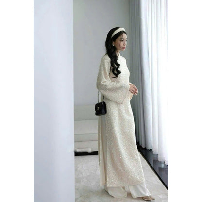 Chu Sa Sequin Ao Dai