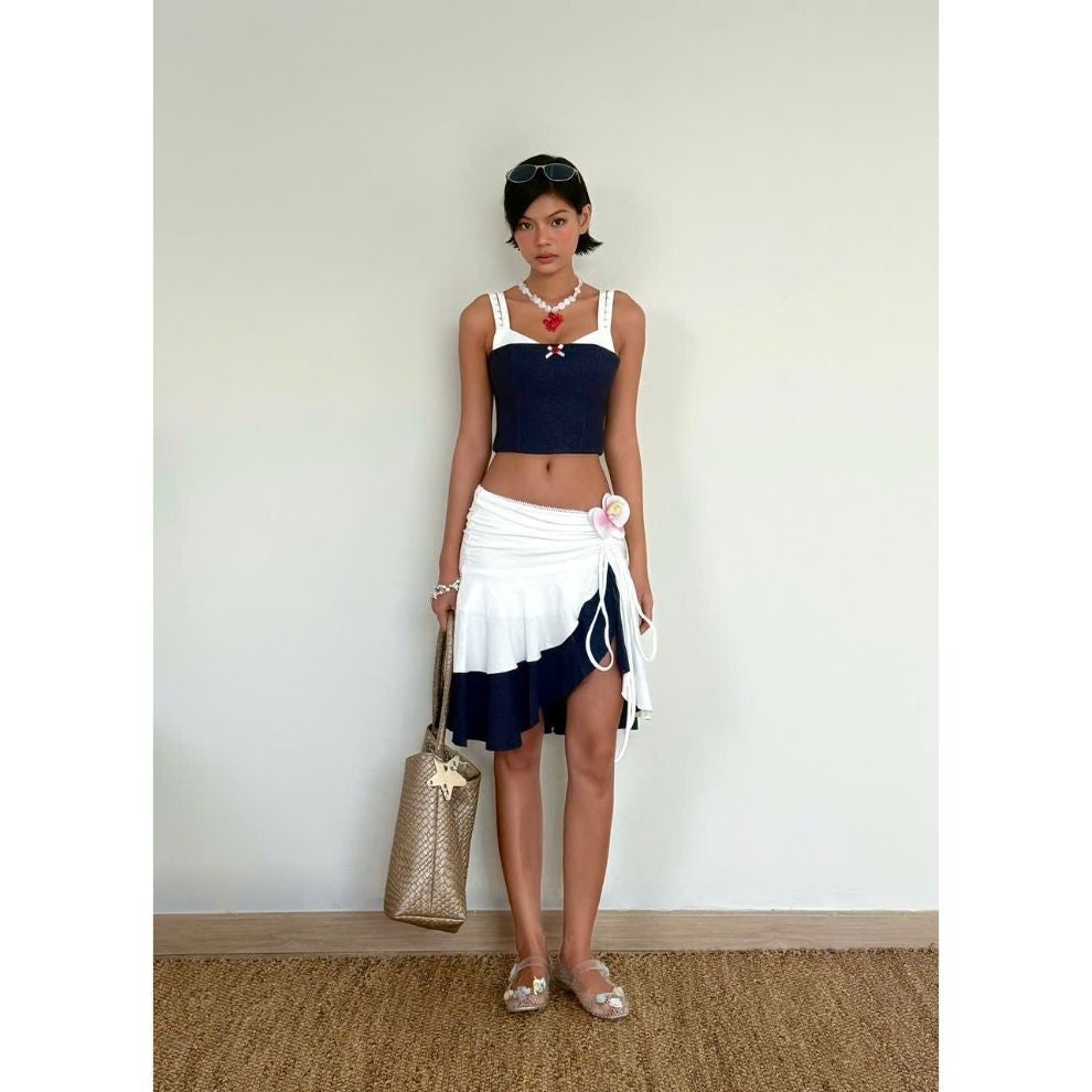 Striped Kaki Corset Set