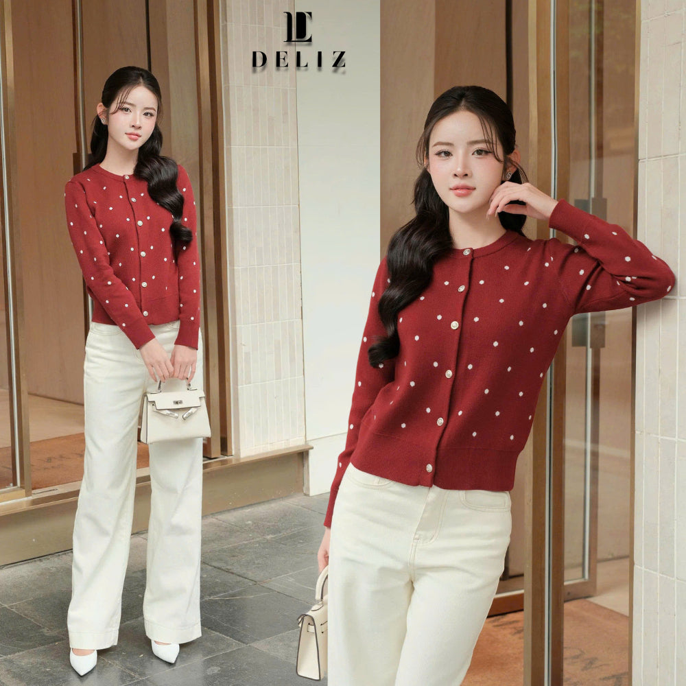 Polka Knit Cardigan
