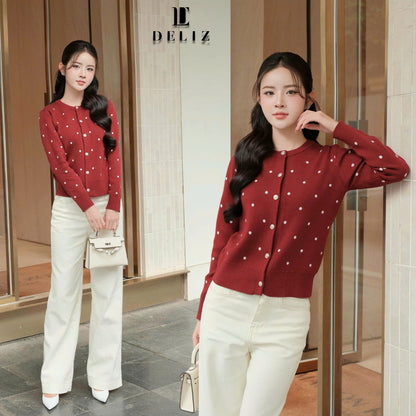 Polka Knit Cardigan