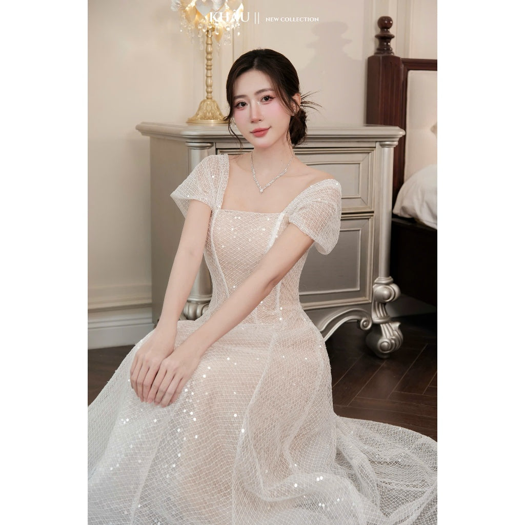 Lace Off-Shoulder Mesh Dress