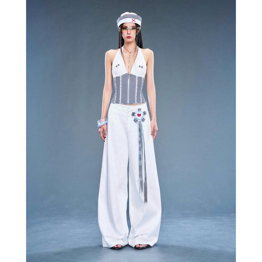 Linen-Jeans Wide-Leg Pants