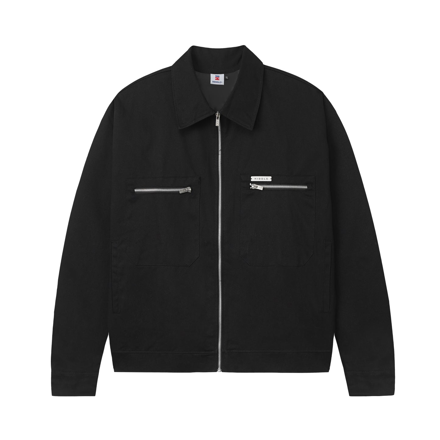 Black jacket with zippers on a white background
