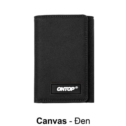 Black canvas wallet with 'ONTOP' brand logo on a white background