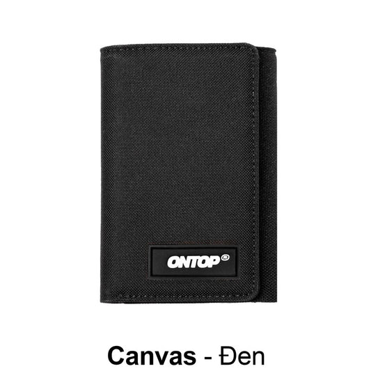 Black canvas wallet with 'ONTOP' brand logo on a white background