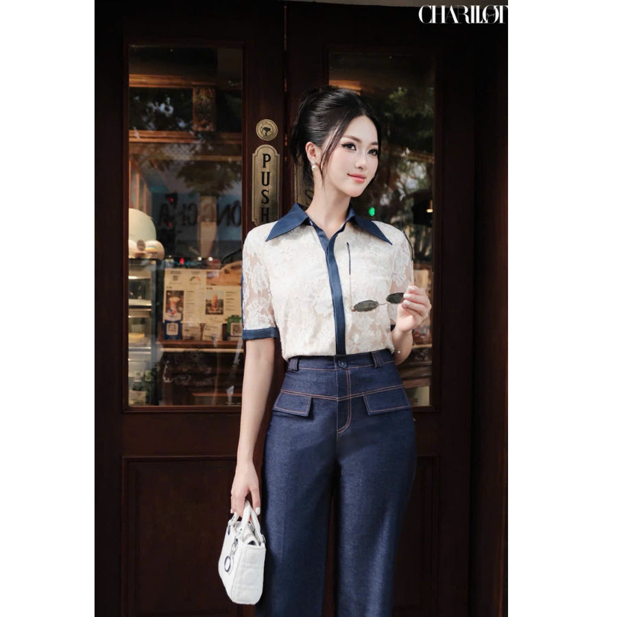 Lace Denim Power Set