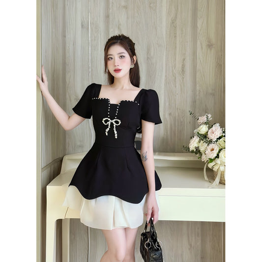 KHAU DESIGN Elegant Black Bow Dress