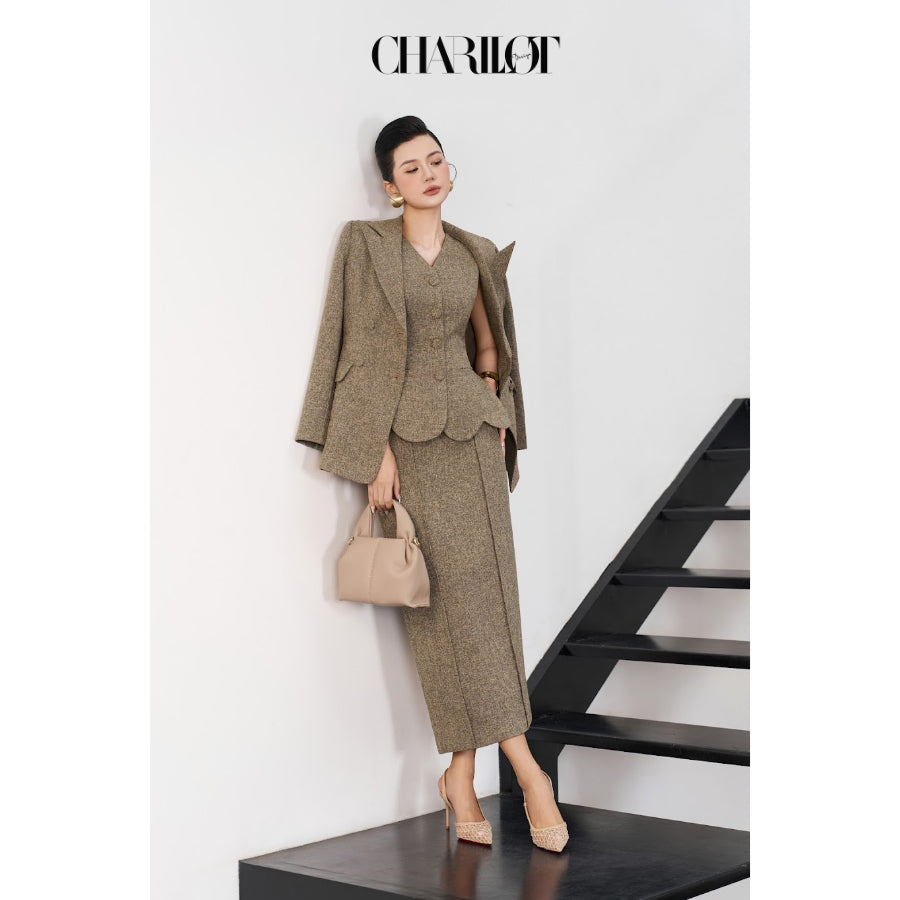 Layered Blazer Skirt Set