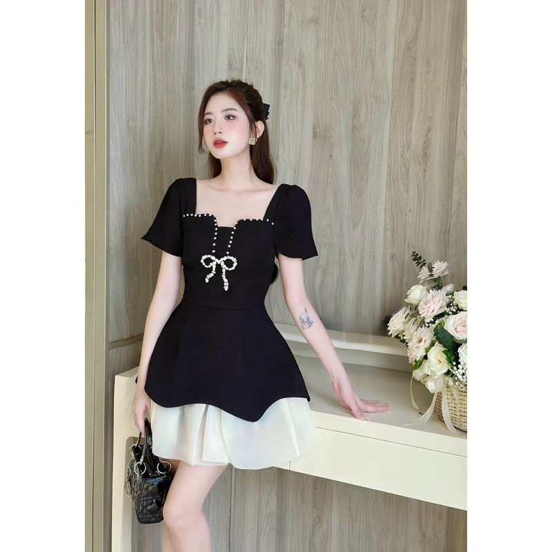 KHAU DESIGN Elegant Black Bow Dress