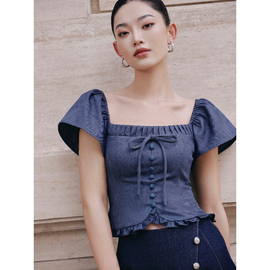 Erosie Bow-Button Blouse