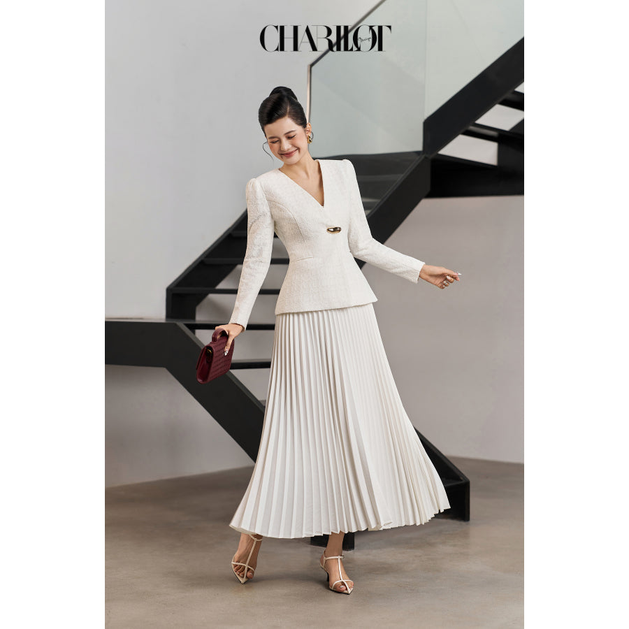 Lace Pleated Office Set