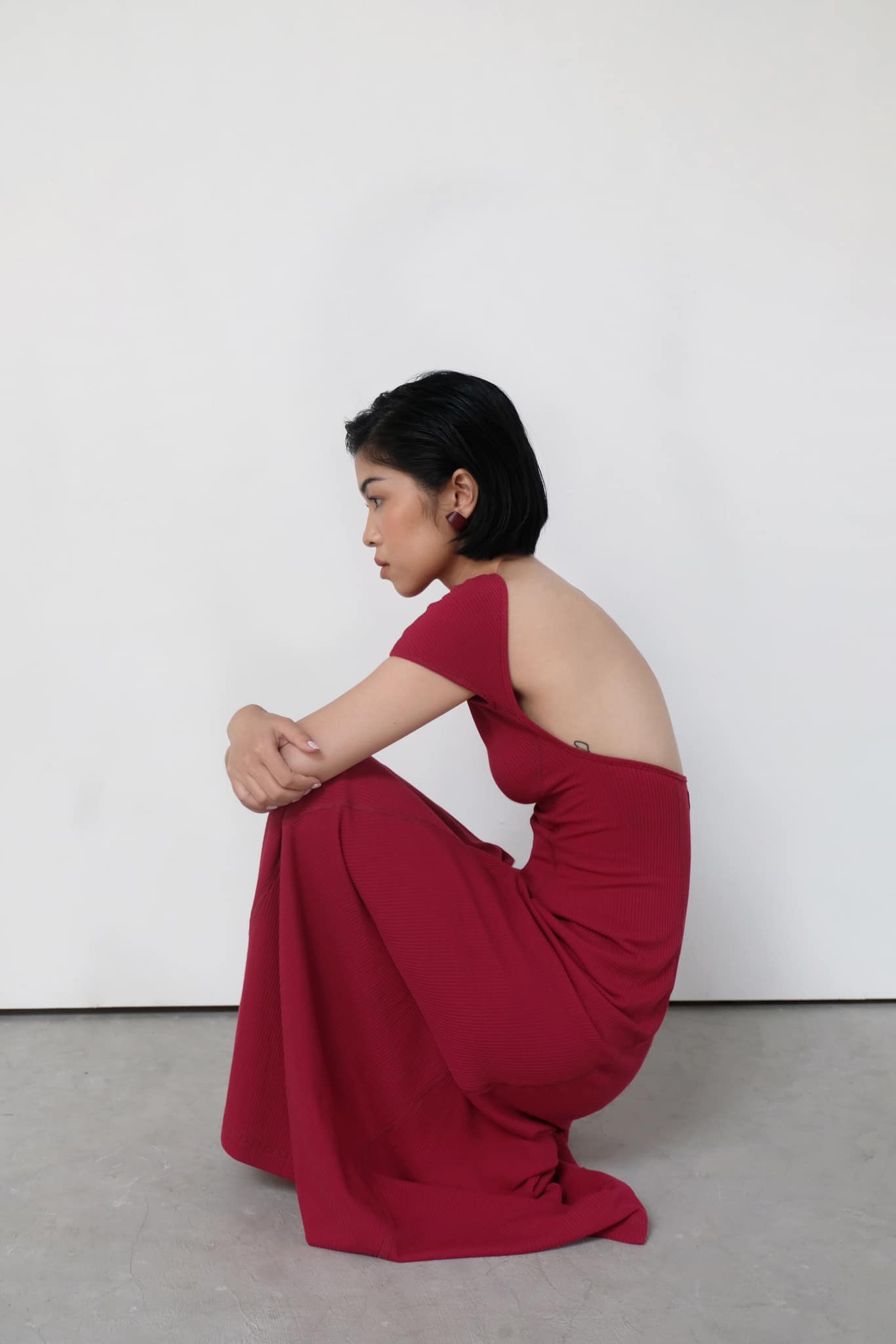 Red Ribbed Knit Dress