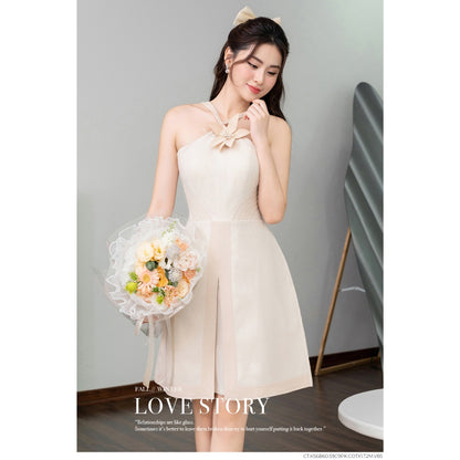 Shilla Cream Halter Dress