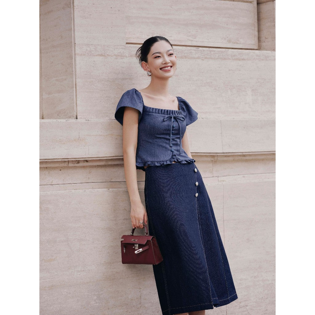 Erosie Bow-Button Blouse