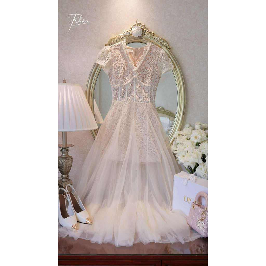 Cream Lace Gem Dress