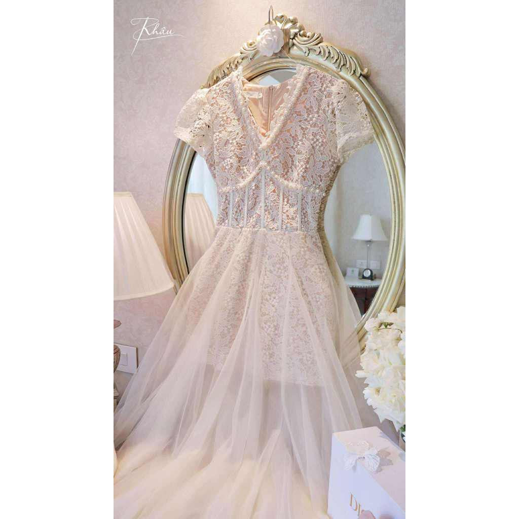 Cream Lace Gem Dress